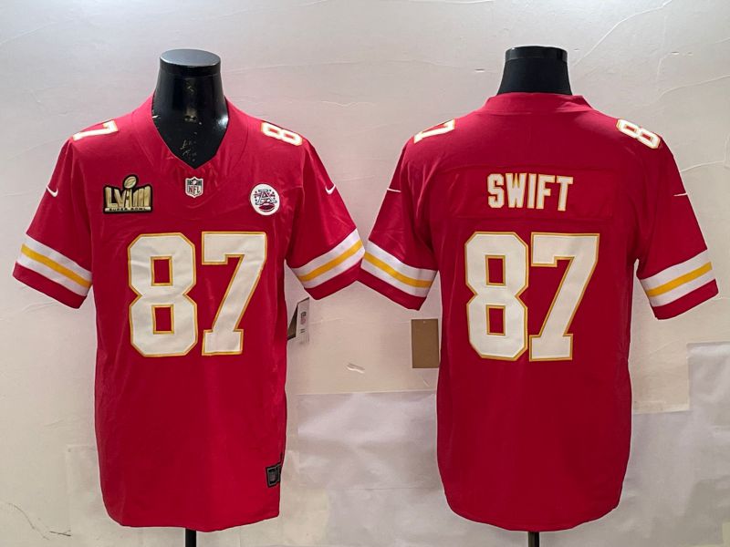 Men Kansas City Chiefs #87 Swift Red Three generations 2025 Nike Vapor Limited NFL Jersey style 4